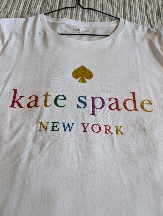 kate spade Tops - Kate Spade Rainbow Sparkly Logo Size XL Tee Shirt